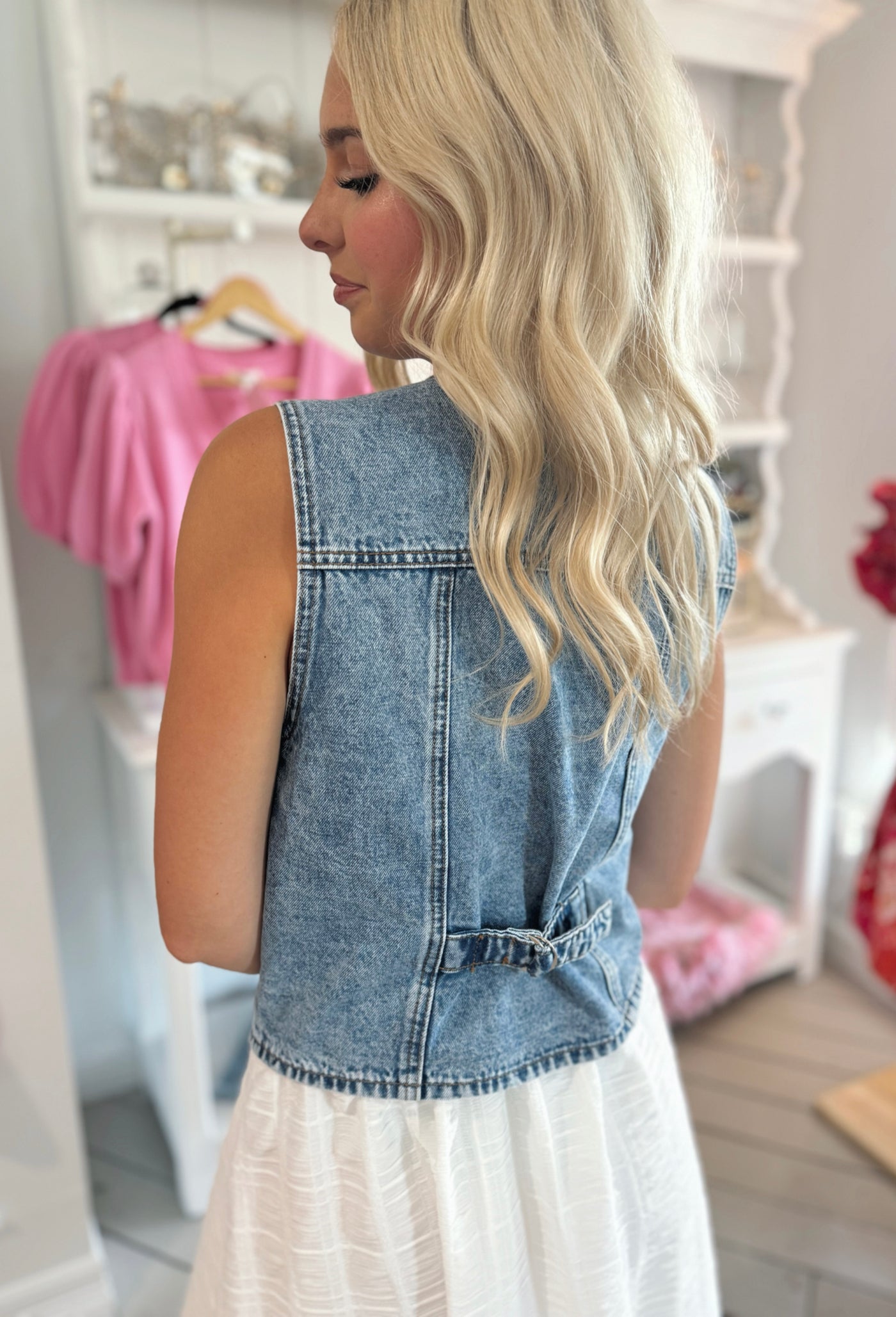 Denim washed vest