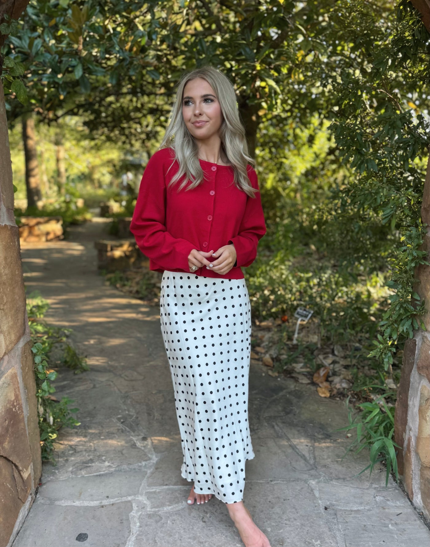 Red Button Down Cardigan