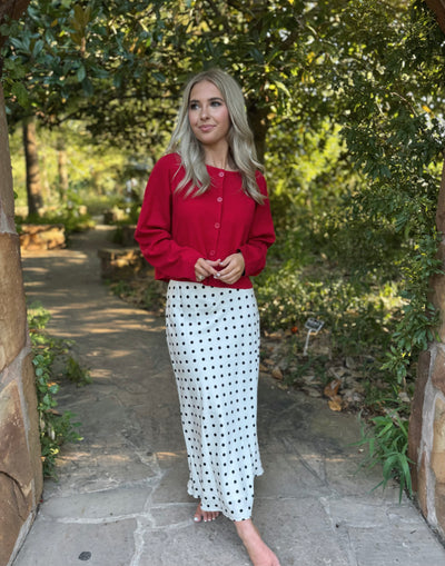 Red Button Down Cardigan