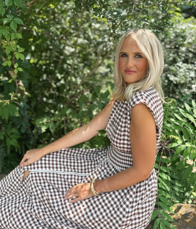 Brown Gingham Maxi Dress