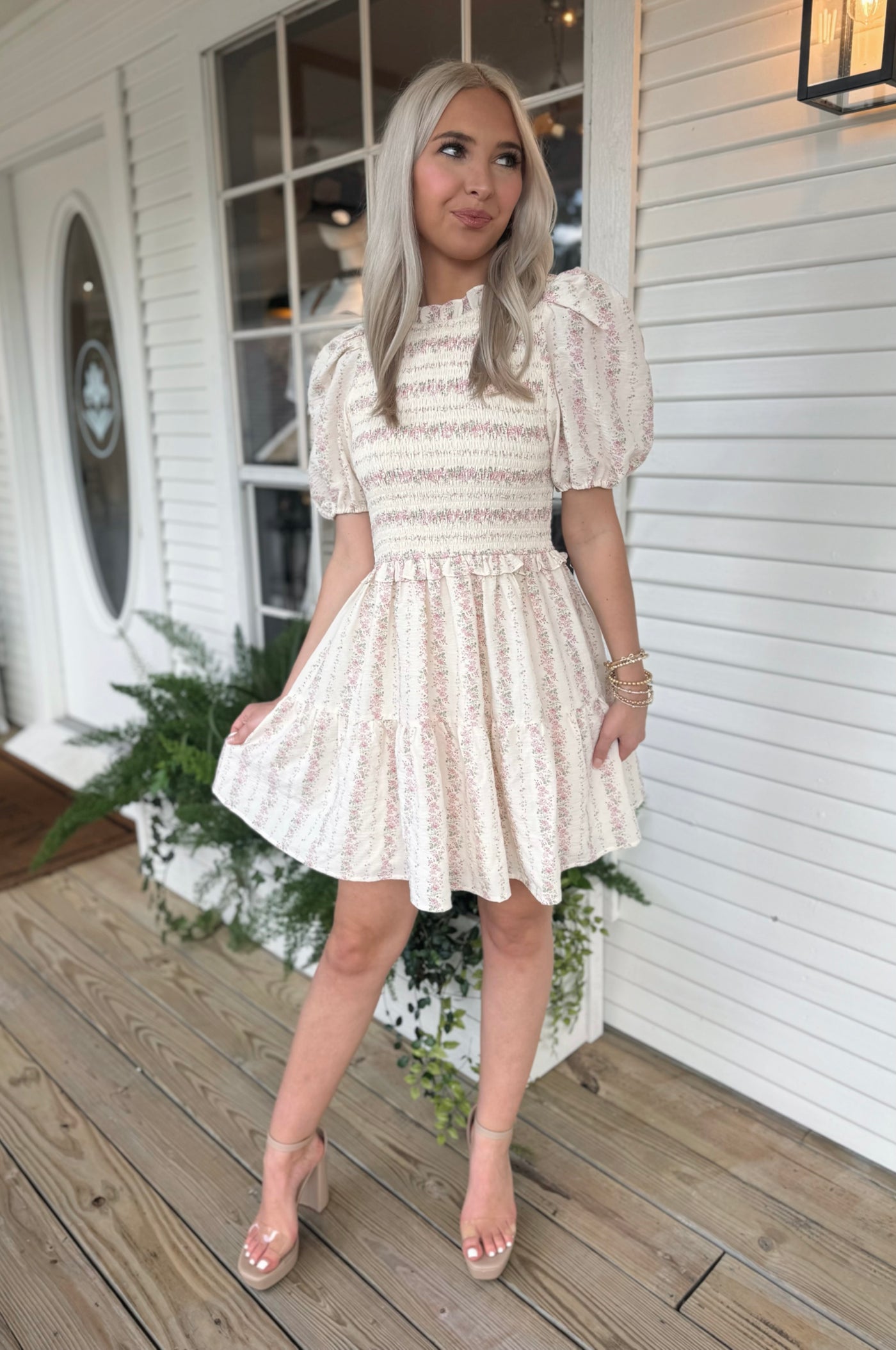 Cream Floral Dress