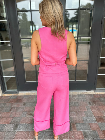 Pink High Waisted Wide Leg Pants