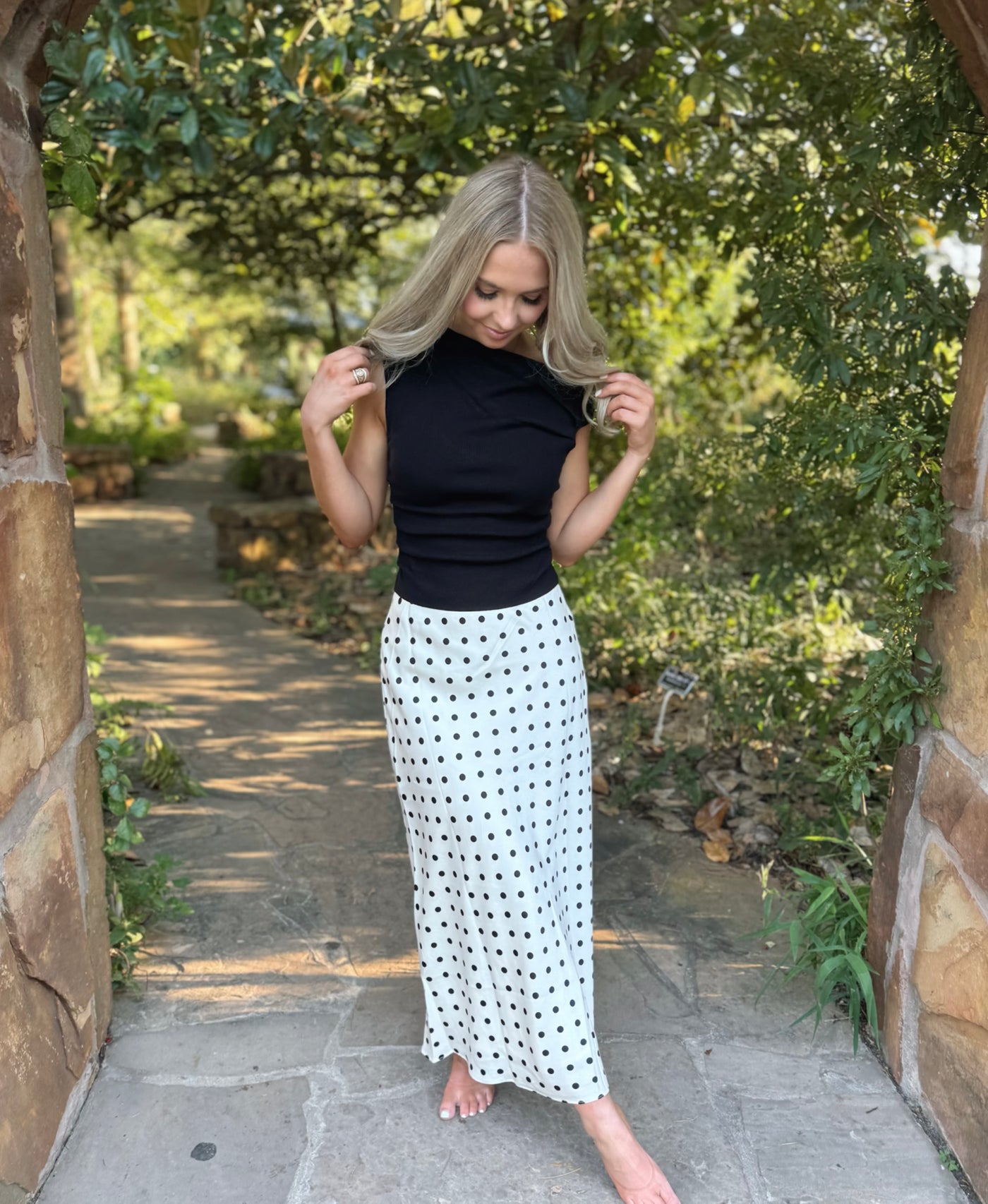 Black & White Polka Dot Maxi Skirt