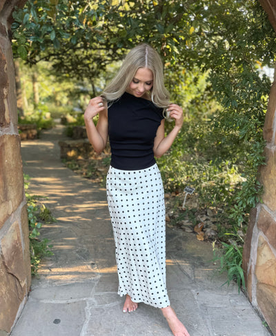 Black & White Polka Dot Maxi Skirt