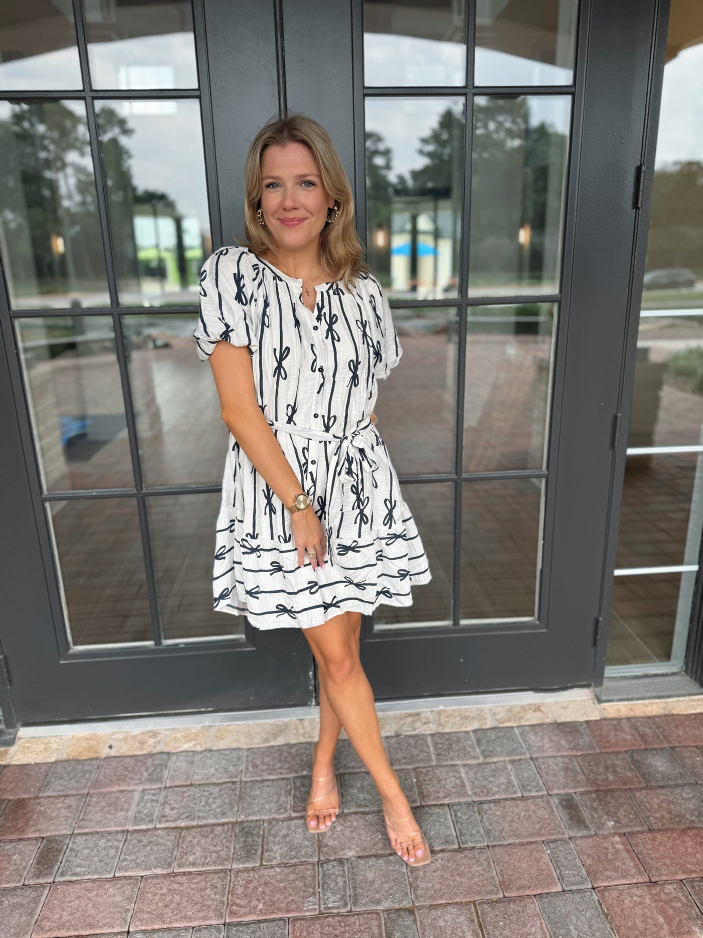 Navy Blue & White Bow Dress