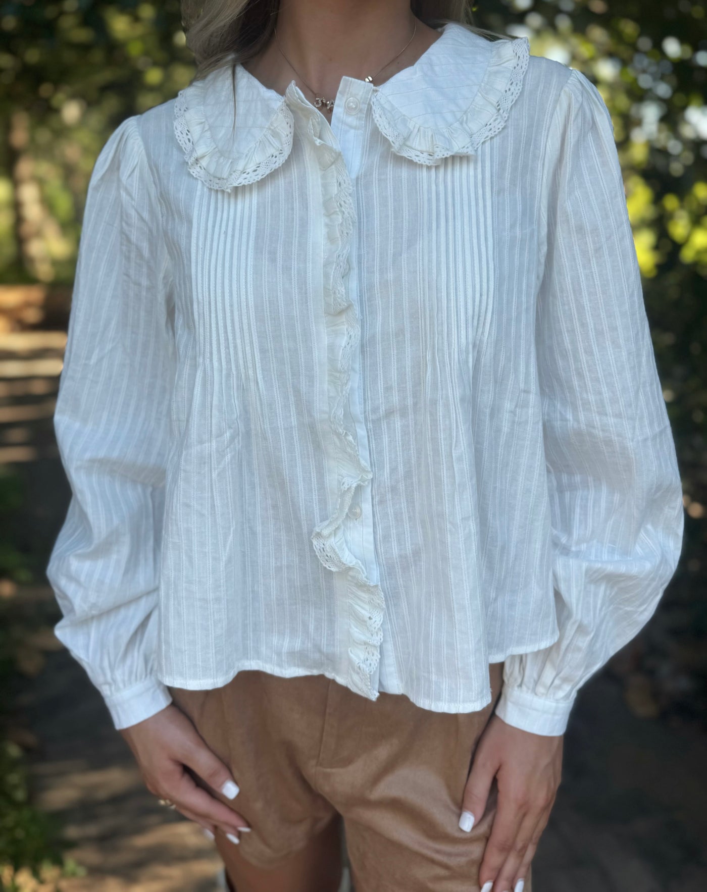 Off White Button Down Top