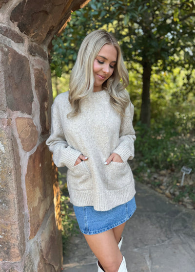 Front Pocket Sweater - Taupe