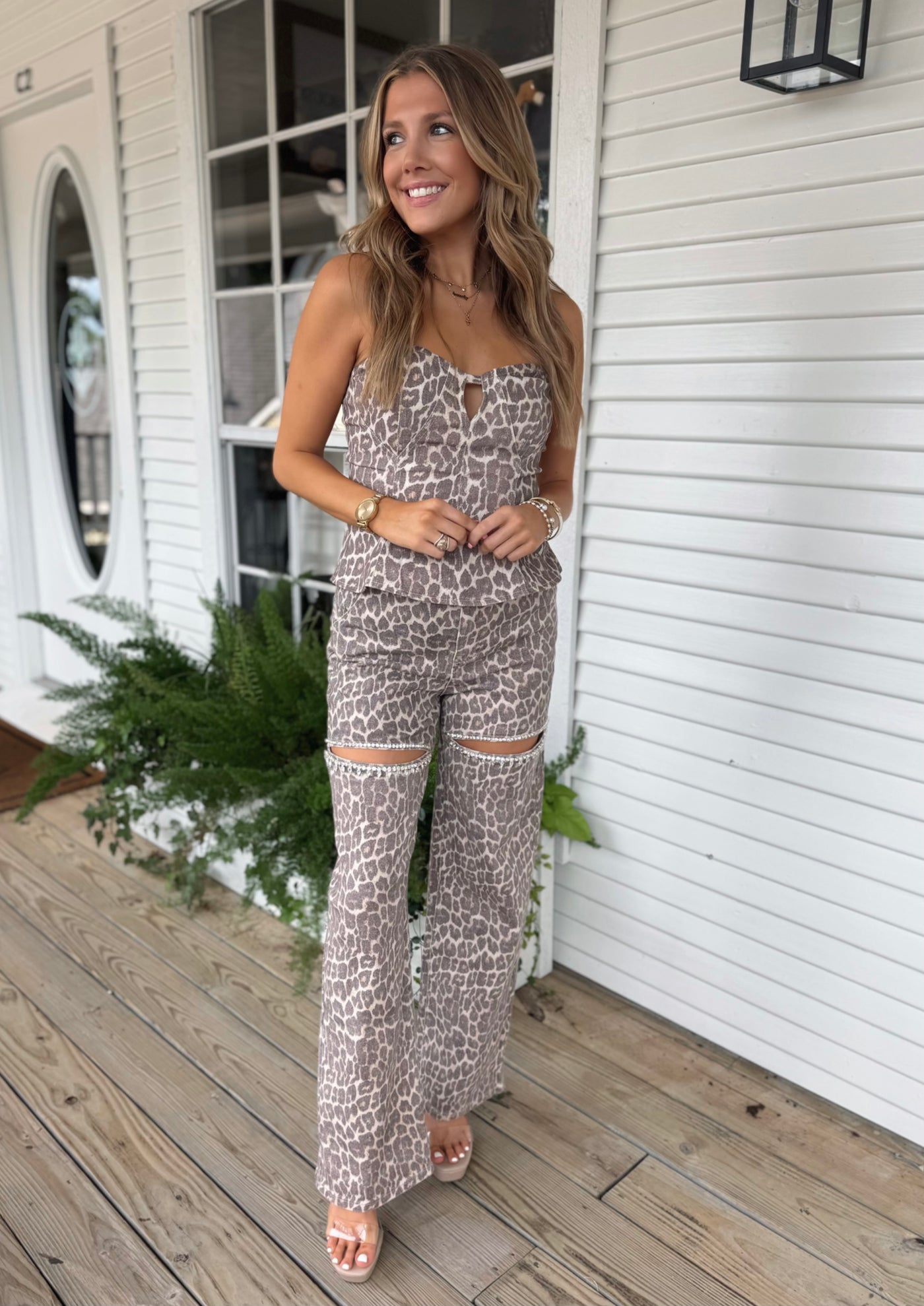 Light Leopard Corset Top