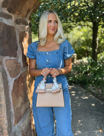 Denim Puff Sleeve Jumpsuit