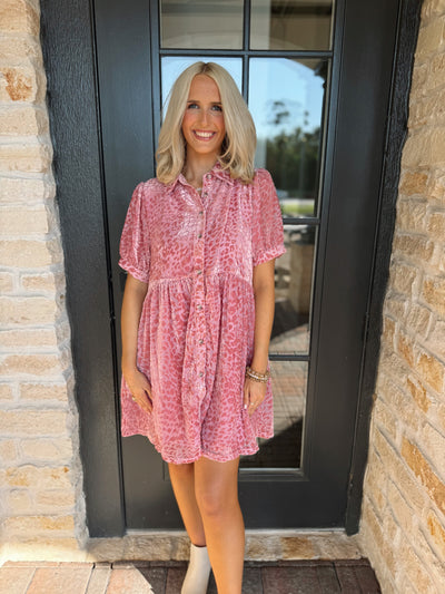 Pink Leopard Print Dress