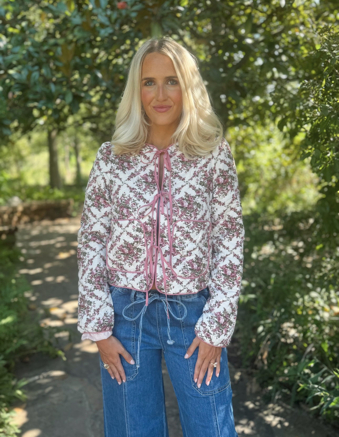Floral Quilted Tie Jacket