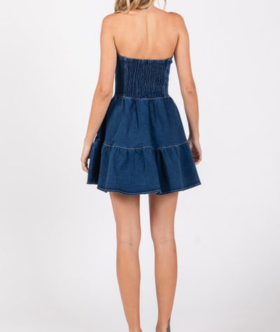 Strapless Corset Denim Dress