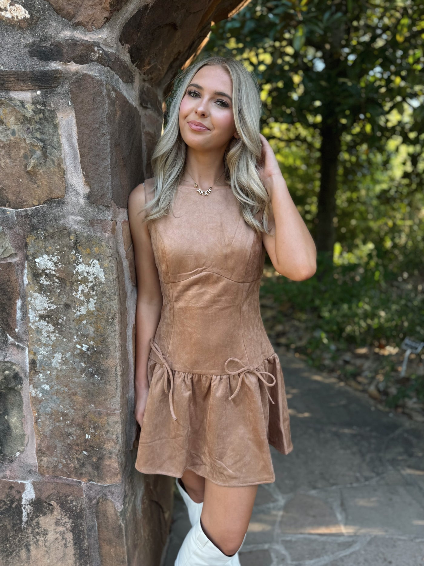 Suede Drop Waist Dress