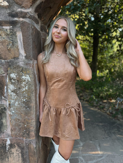 Suede Drop Waist Dress