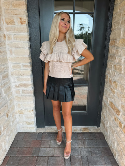 Taupe ruffle sweater