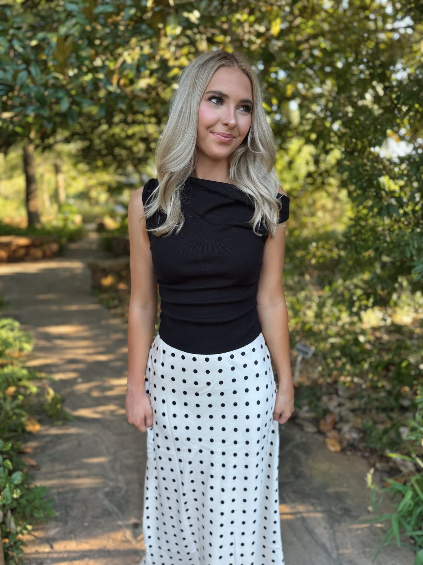 Black & White Polka Dot Maxi Skirt