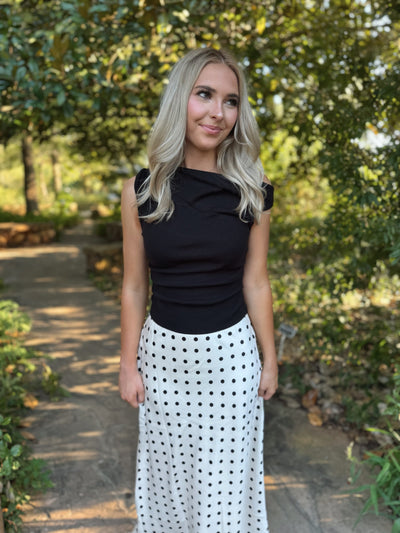 Black & White Polka Dot Maxi Skirt