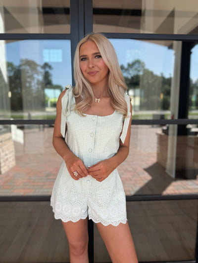 Eyelet Gingham Romper