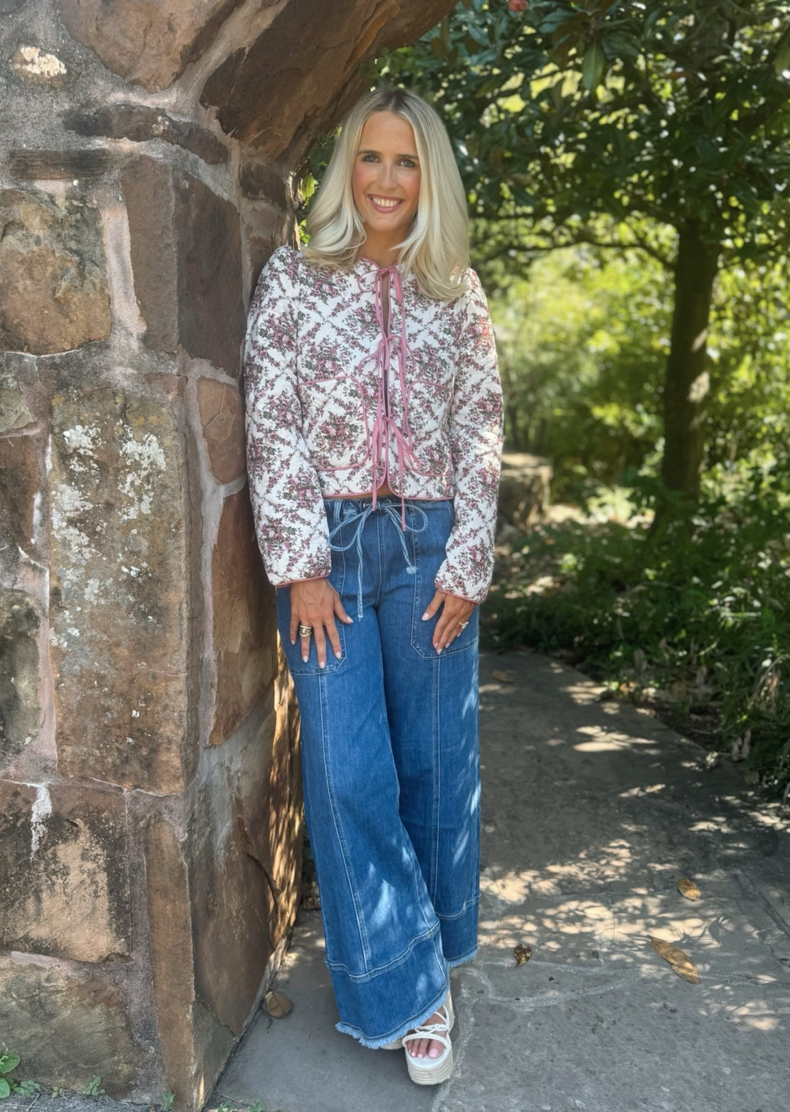 Floral Quilted Tie Jacket