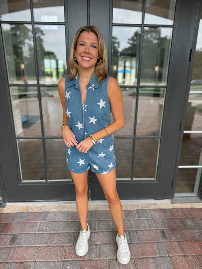 Star Denim Romper