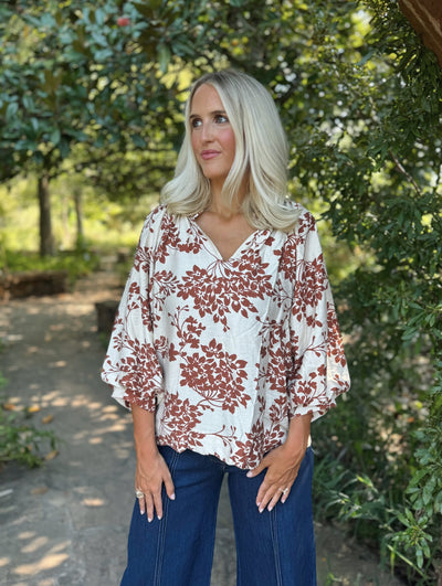 Floral brown top