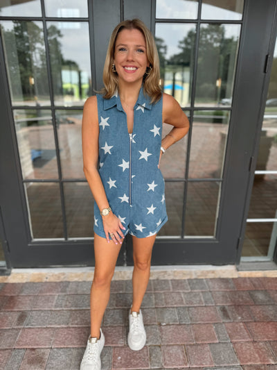 Star Denim Romper