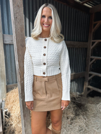 Off The Shoulder Cream Sweater