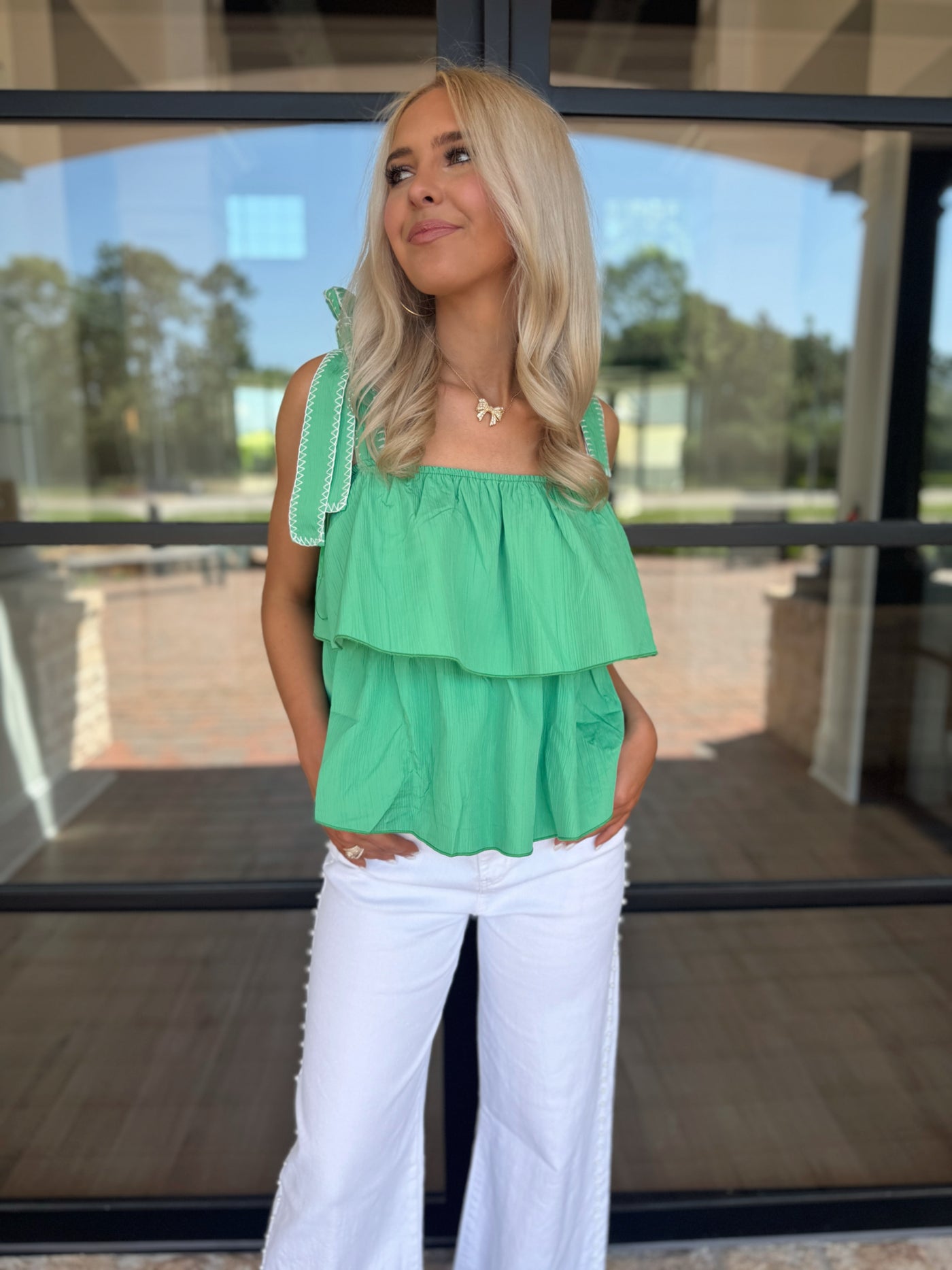 White Pearl Denim Pants