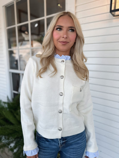 Cream Button Up Sweater