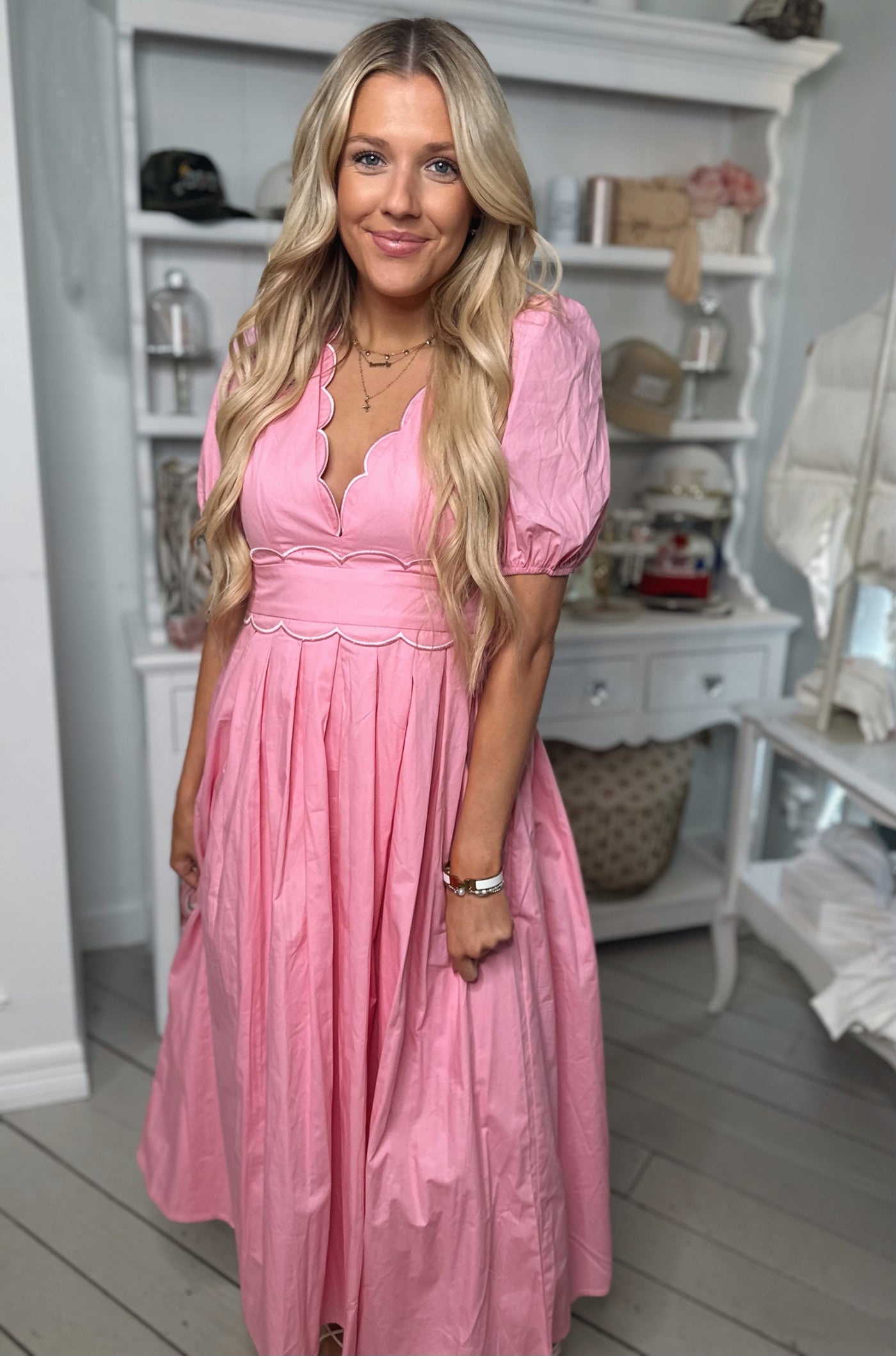 Pink Scallop Maxi Dress