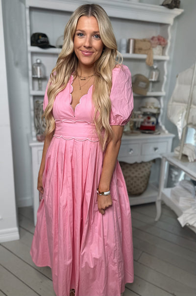 Pink Scallop Maxi Dress