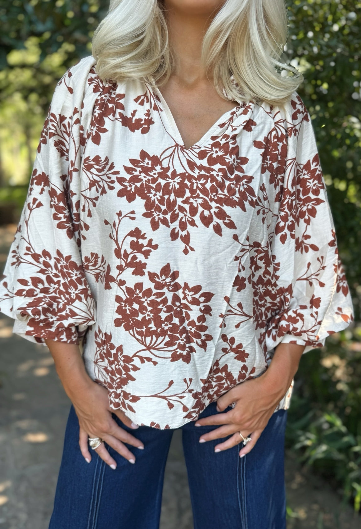 Floral brown top