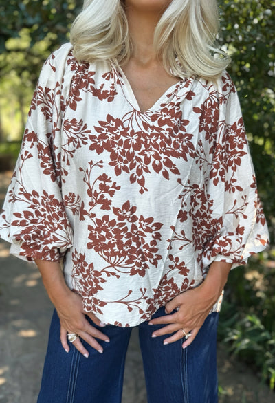 Floral brown top