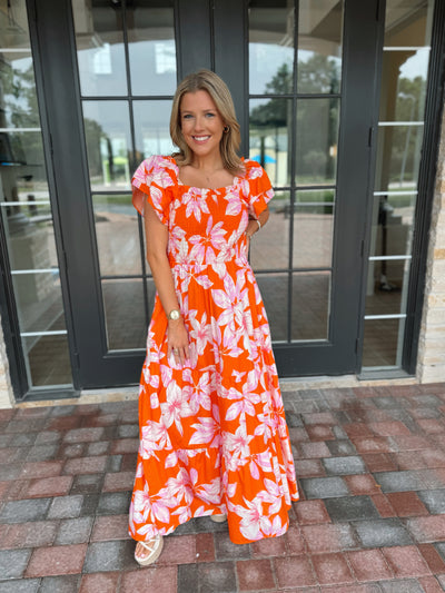 Orange Floral Maxi Dress