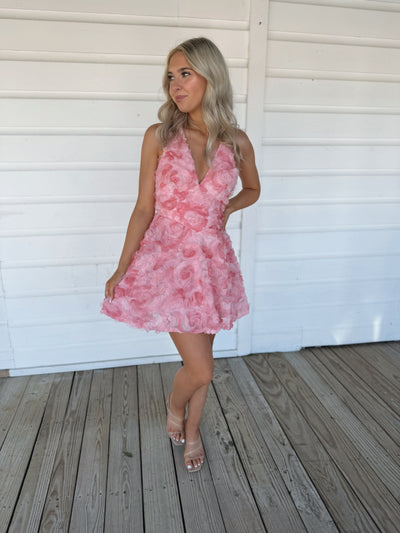 Floral Rose Halter Dress