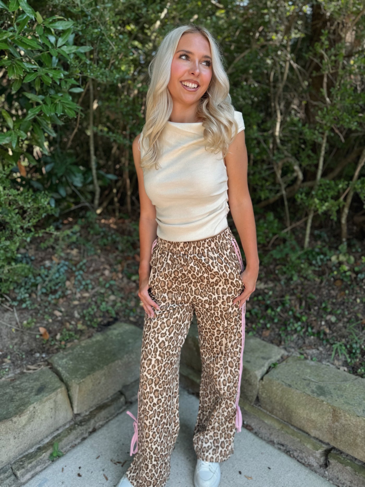 Leopard Bow Track Pants