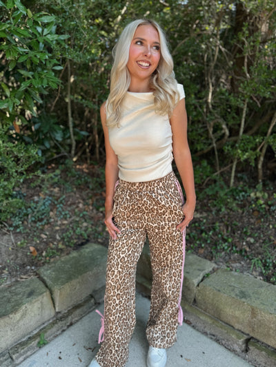 Leopard Bow Track Pants