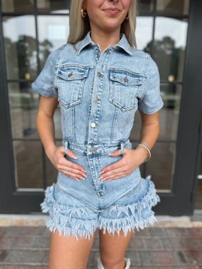 Denim Button Down Romper