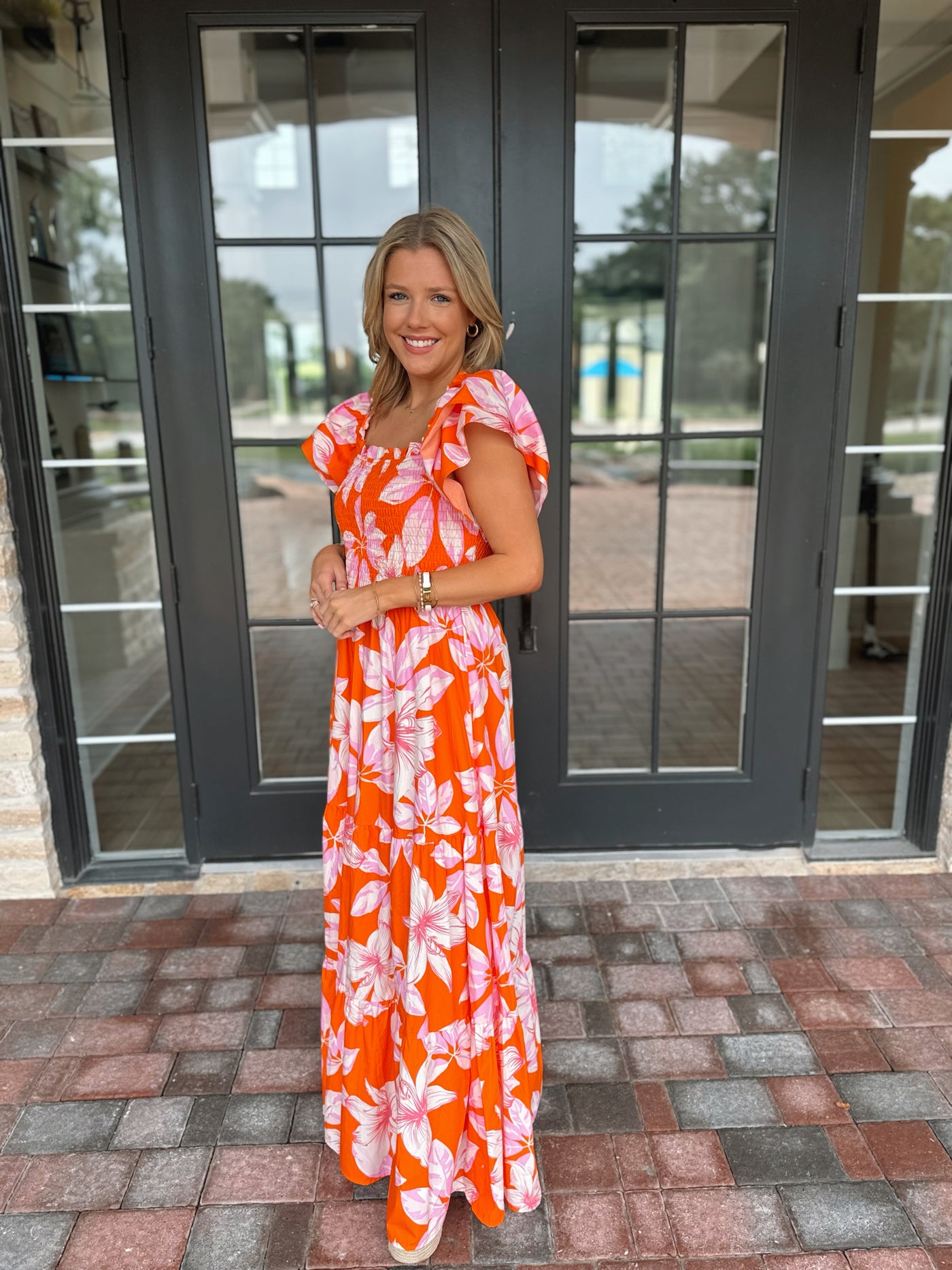 Orange Floral Maxi Dress