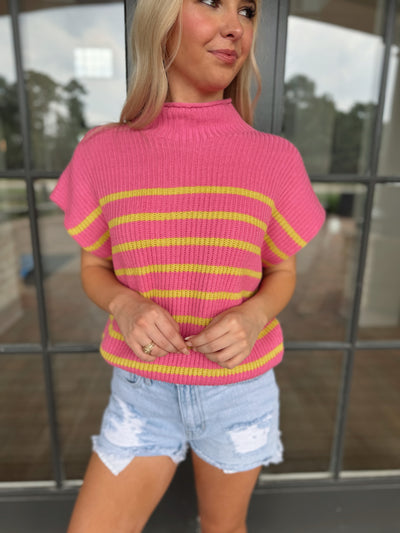 Pink & Yellow Striped Sweater