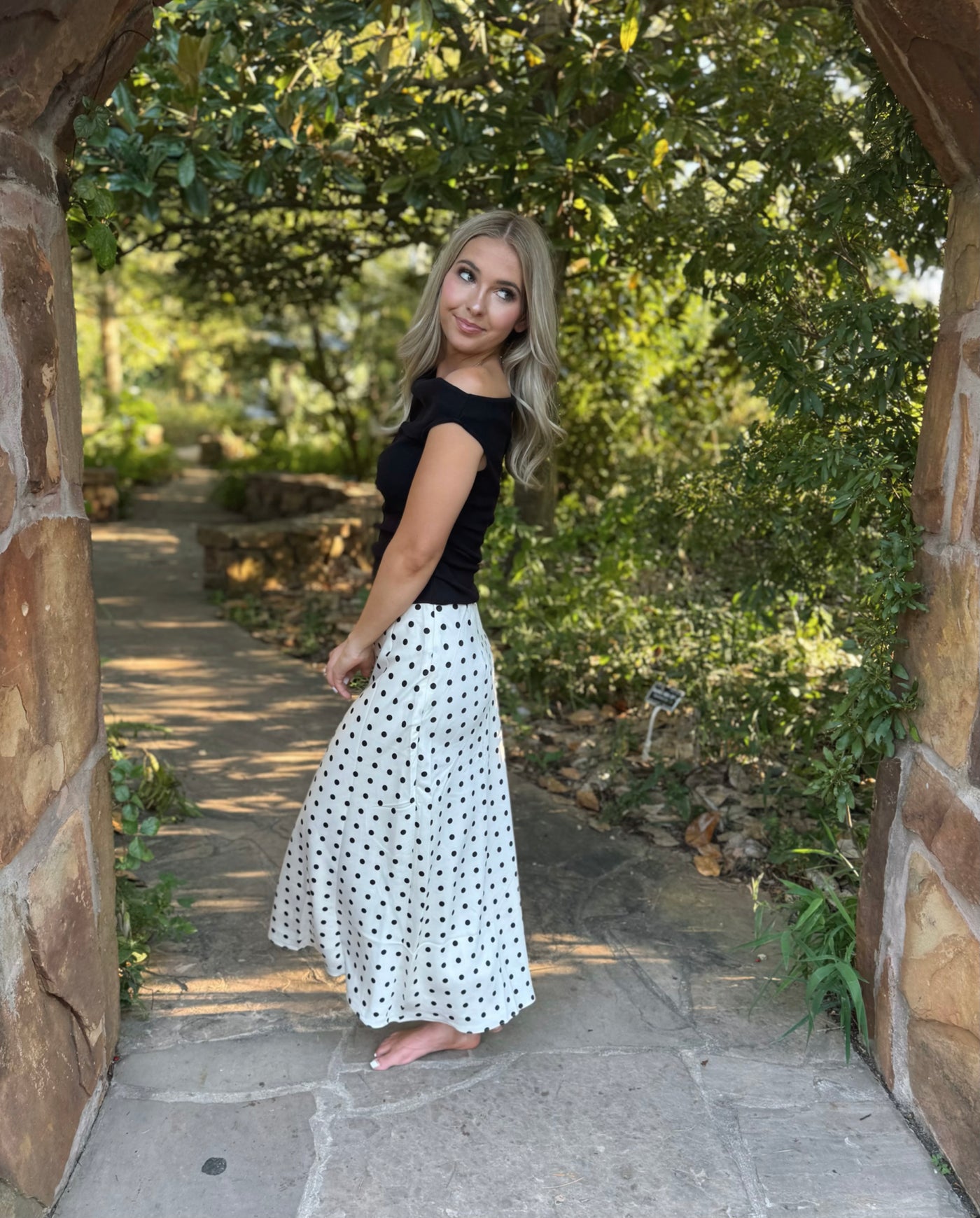 Black & White Polka Dot Maxi Skirt