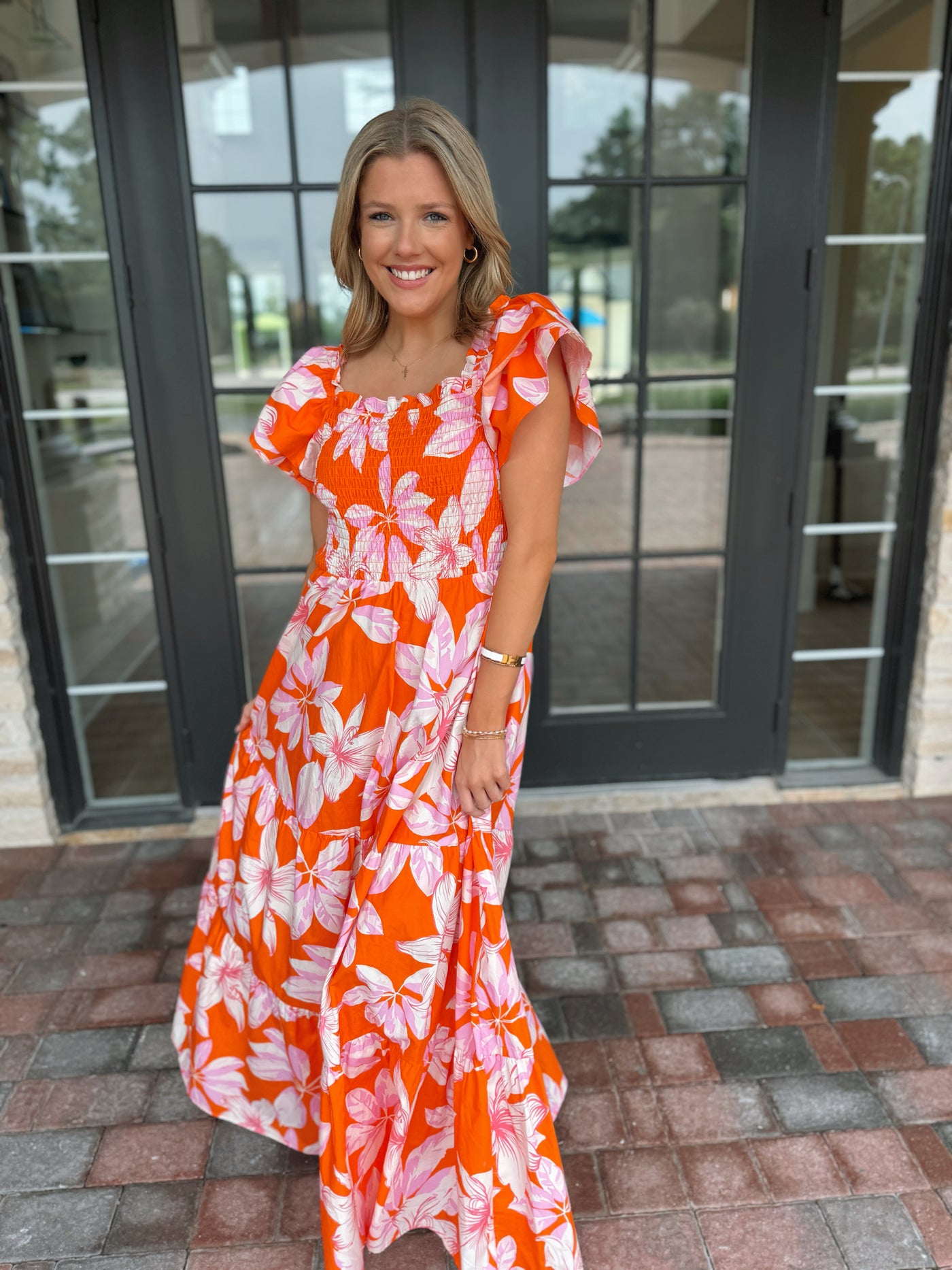 Orange Floral Maxi Dress