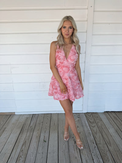 Floral Rose Halter Dress