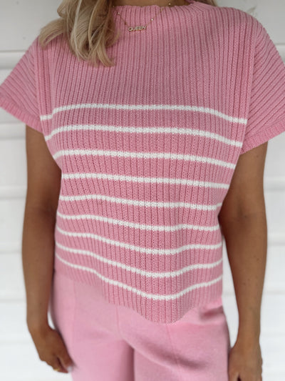 Pink Striped Sweater & Joggers Set