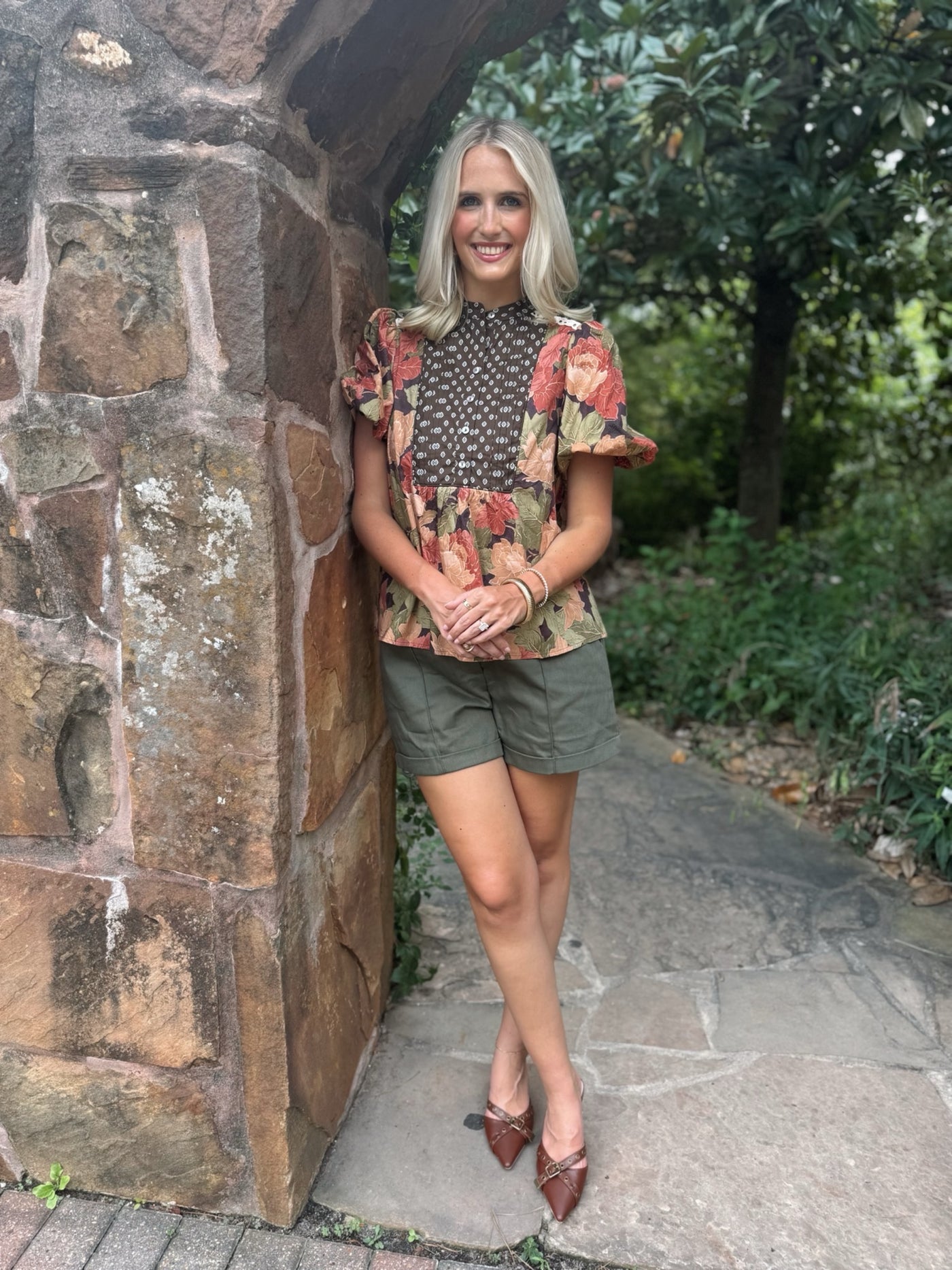 Olive Green Cuff Shorts