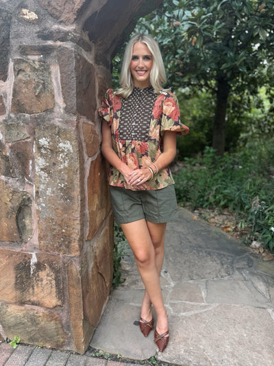 Olive Green Cuff Shorts