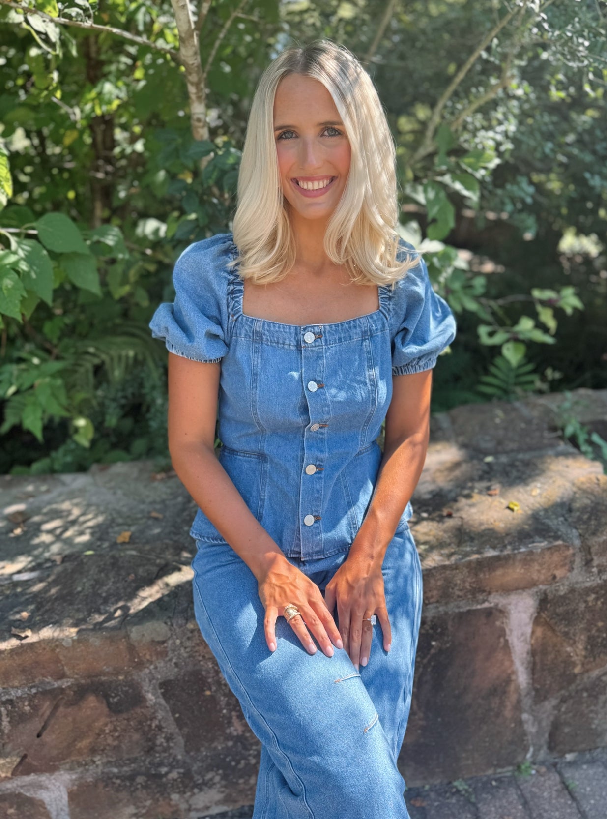 Denim Puff Sleeve Jumpsuit