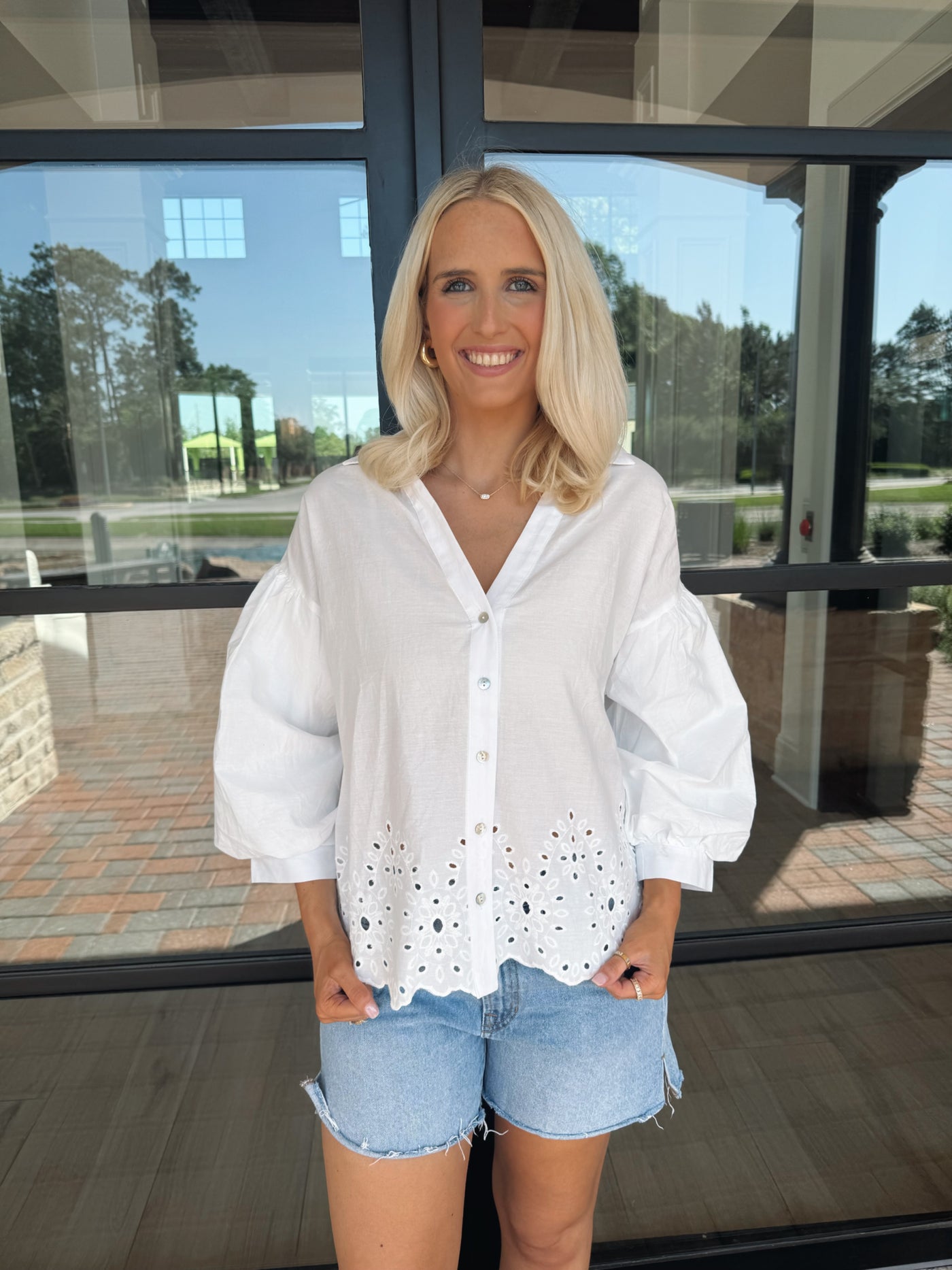 White Eyelet Top