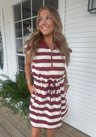 Burgundy striped romper