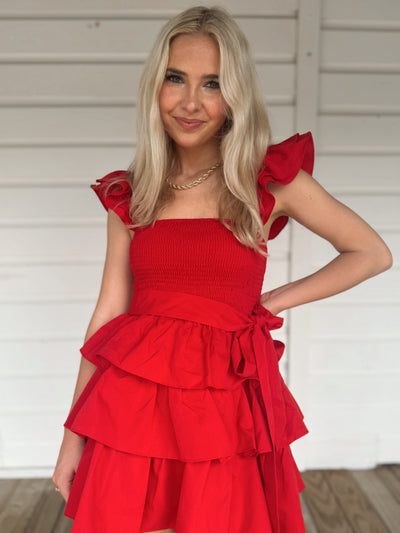 Red Ruffle Tier Romper